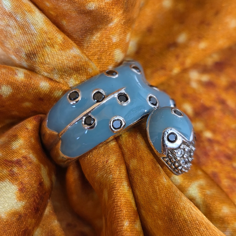 Blue and Silver Snake Ring